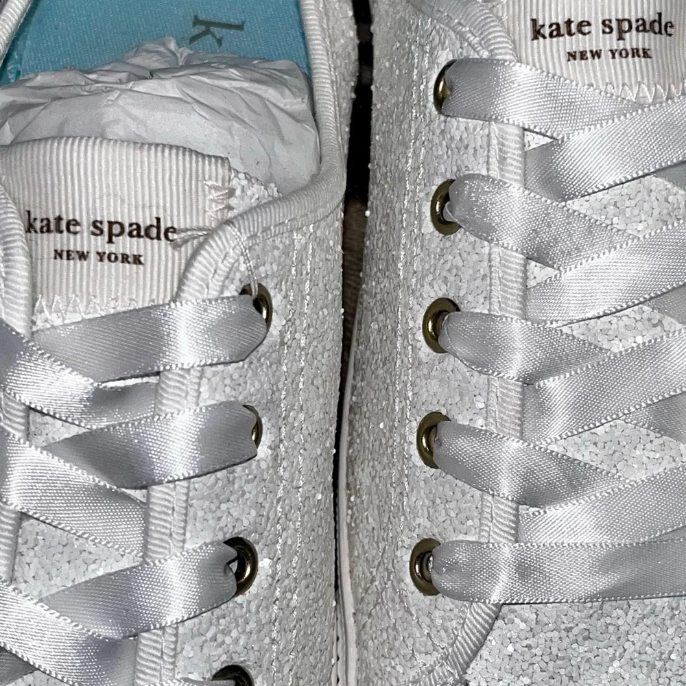 Kate Spade-Trista Glitter Sneaker in white size 8 1/2 - Picture 7 of 16